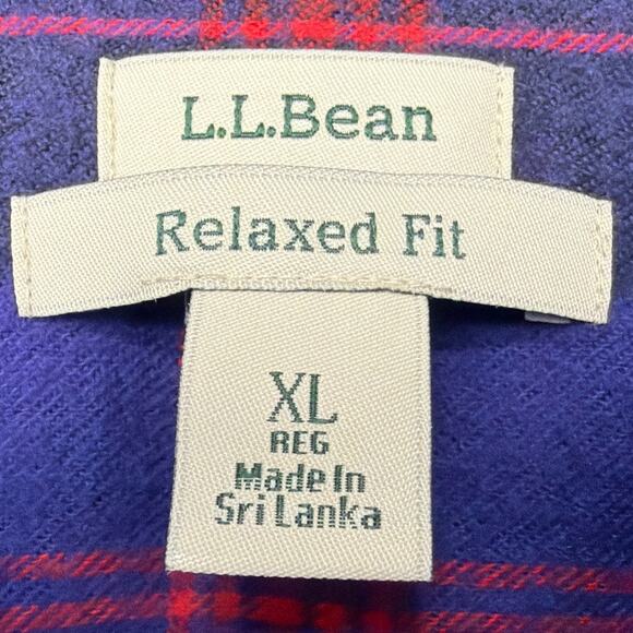 L.L. Bean Womens Flannel Shirt Relaxed Fit XL Purple blue Oversized Cabincore - Picture 8 of 10